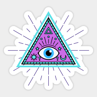 All Seeing eye - light blue and purp with blue eye Sticker